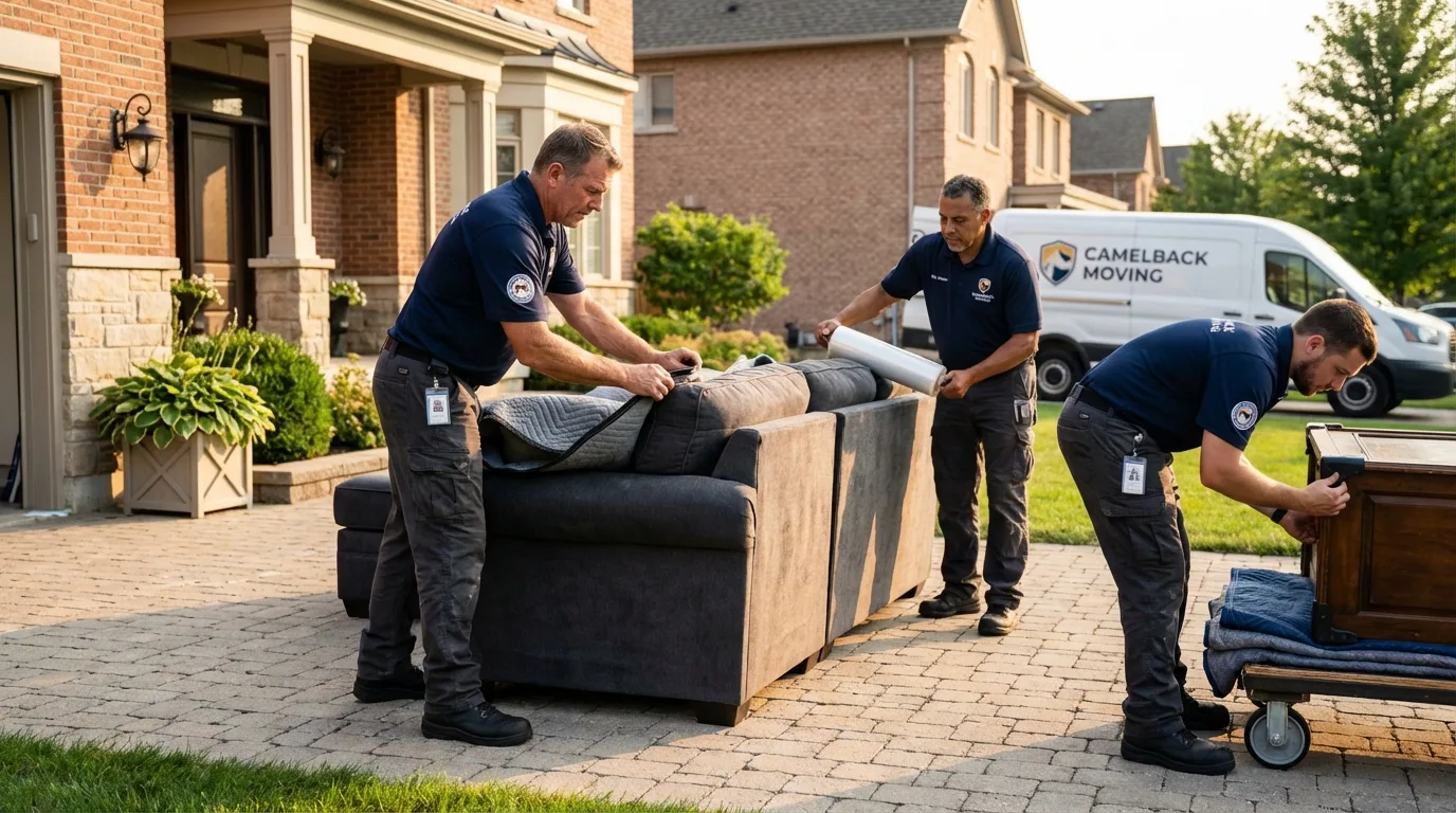 Large estate moving crew wrapping furniture in Staunton, VA