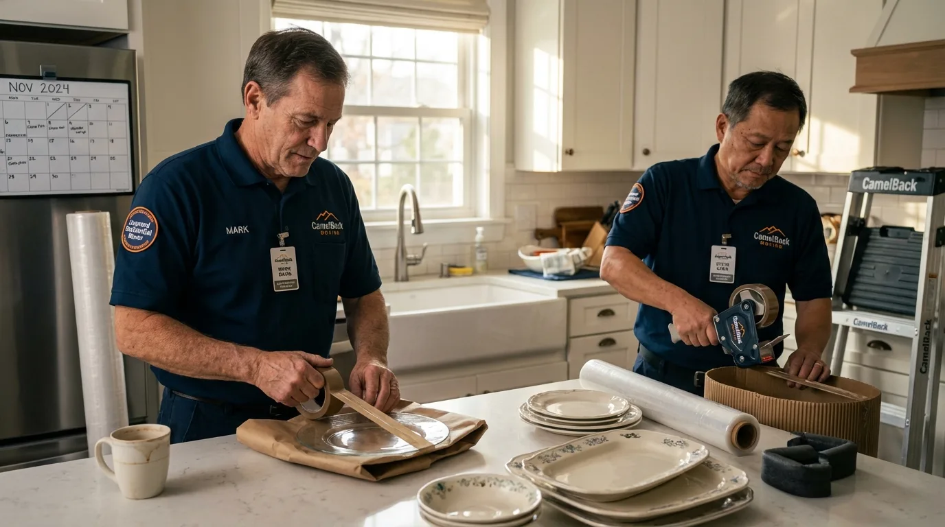Professional crew packing kitchen dishware in Staunton, VA